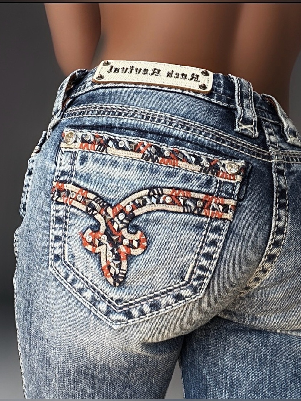Women’s Rock Revival Skinny Jeans 26 Low Rise y2k Rhinestone Sherry embellished